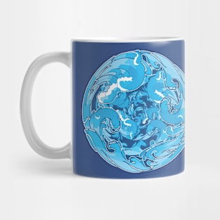 great wave water ball emblem Mug